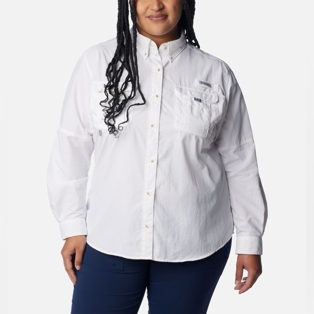 NWT Columbia Women’s PFG Bahama Long Sleeve Shirt White Button-Up Blouse Size 1X